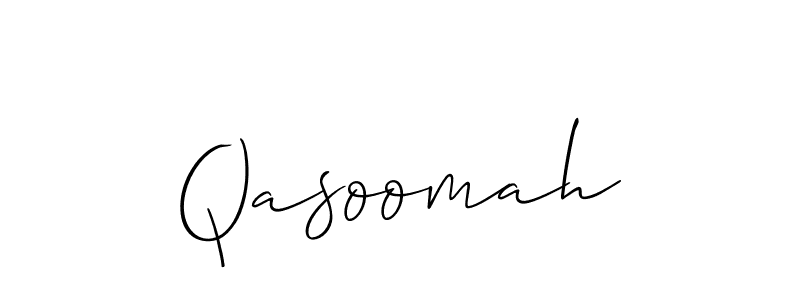 You should practise on your own different ways (Allison_Script) to write your name (Qasoomah) in signature. don't let someone else do it for you. Qasoomah signature style 2 images and pictures png