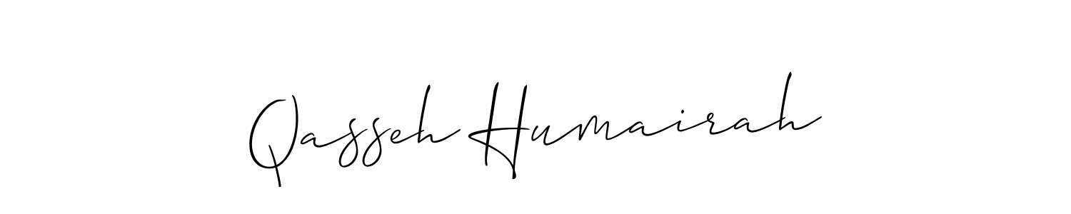 Also You can easily find your signature by using the search form. We will create Qasseh Humairah name handwritten signature images for you free of cost using Allison_Script sign style. Qasseh Humairah signature style 2 images and pictures png