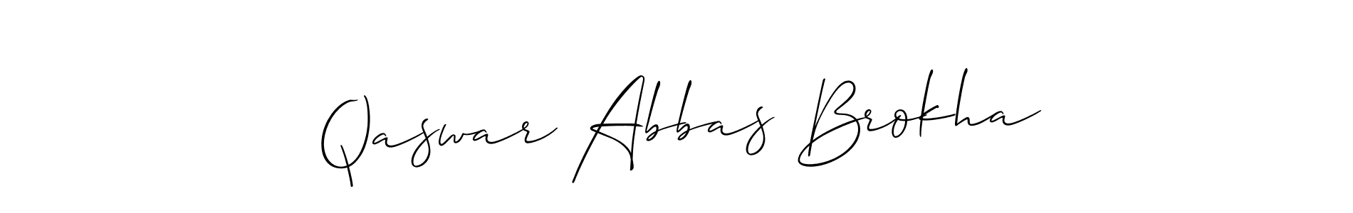 Also You can easily find your signature by using the search form. We will create Qaswar Abbas Brokha name handwritten signature images for you free of cost using Allison_Script sign style. Qaswar Abbas Brokha signature style 2 images and pictures png