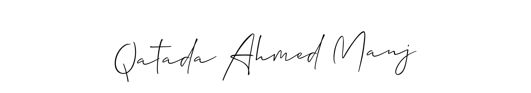 Also we have Qatada Ahmed Manj name is the best signature style. Create professional handwritten signature collection using Allison_Script autograph style. Qatada Ahmed Manj signature style 2 images and pictures png