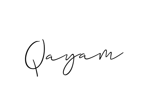Create a beautiful signature design for name Qayam. With this signature (Allison_Script) fonts, you can make a handwritten signature for free. Qayam signature style 2 images and pictures png