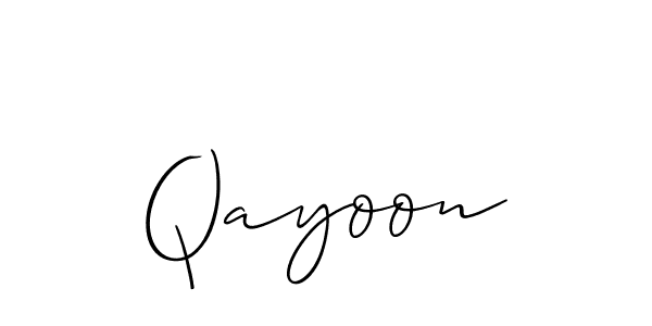 The best way (Allison_Script) to make a short signature is to pick only two or three words in your name. The name Qayoon include a total of six letters. For converting this name. Qayoon signature style 2 images and pictures png