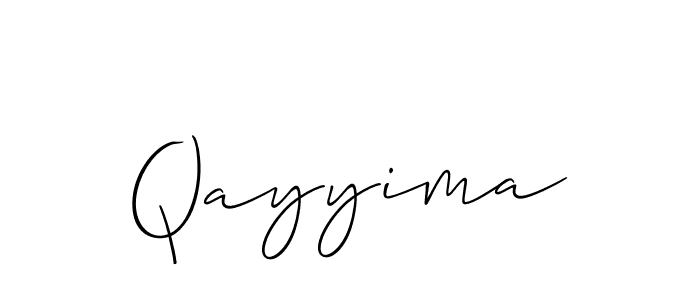 Design your own signature with our free online signature maker. With this signature software, you can create a handwritten (Allison_Script) signature for name Qayyima. Qayyima signature style 2 images and pictures png