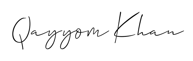Master the art of signing with Qayyom Khan written in fluent Allison_Script script. A great template to practice and refine your handwriting. Qayyom Khan signature style 2 images and pictures png