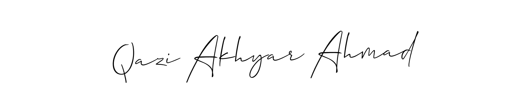 Make a beautiful signature design for name Qazi Akhyar Ahmad. With this signature (Allison_Script) style, you can create a handwritten signature for free. Qazi Akhyar Ahmad signature style 2 images and pictures png