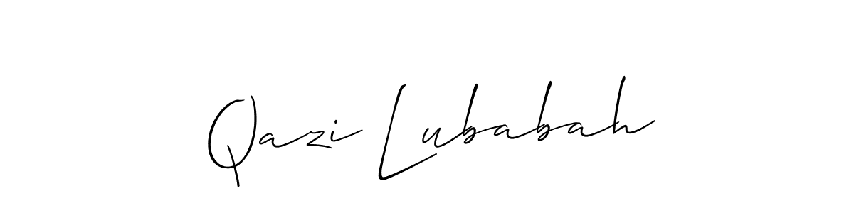 Similarly Allison_Script is the best handwritten signature design. Signature creator online .You can use it as an online autograph creator for name Qazi Lubabah. Qazi Lubabah signature style 2 images and pictures png