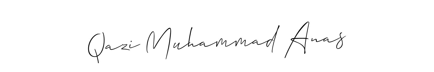 The best way (Allison_Script) to make a short signature is to pick only two or three words in your name. The name Qazi Muhammad Anas include a total of six letters. For converting this name. Qazi Muhammad Anas signature style 2 images and pictures png