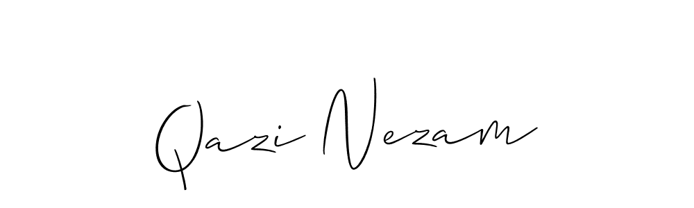 How to make Qazi Nezam name signature. Use Allison_Script style for creating short signs online. This is the latest handwritten sign. Qazi Nezam signature style 2 images and pictures png