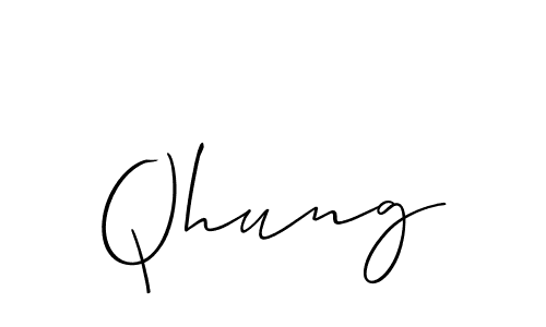 The best way (Allison_Script) to make a short signature is to pick only two or three words in your name. The name Qhung include a total of six letters. For converting this name. Qhung signature style 2 images and pictures png