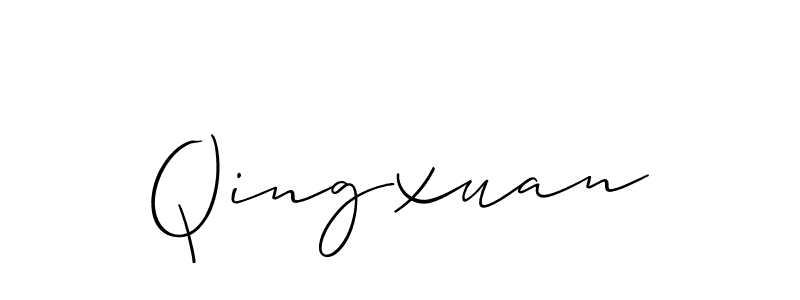 The best way (Allison_Script) to make a short signature is to pick only two or three words in your name. The name Qingxuan include a total of six letters. For converting this name. Qingxuan signature style 2 images and pictures png