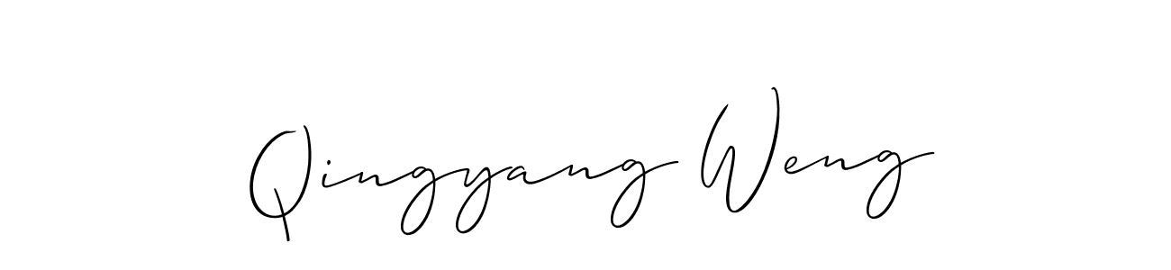 Make a beautiful signature design for name Qingyang Weng. With this signature (Allison_Script) style, you can create a handwritten signature for free. Qingyang Weng signature style 2 images and pictures png