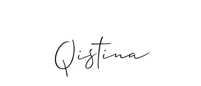 Use a signature maker to create a handwritten signature online. With this signature software, you can design (Allison_Script) your own signature for name Qistina. Qistina signature style 2 images and pictures png