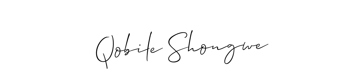 How to make Qobile Shongwe name signature. Use Allison_Script style for creating short signs online. This is the latest handwritten sign. Qobile Shongwe signature style 2 images and pictures png
