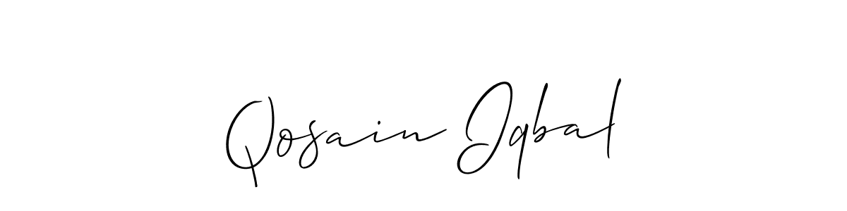 if you are searching for the best signature style for your name Qosain Iqbal. so please give up your signature search. here we have designed multiple signature styles  using Allison_Script. Qosain Iqbal signature style 2 images and pictures png