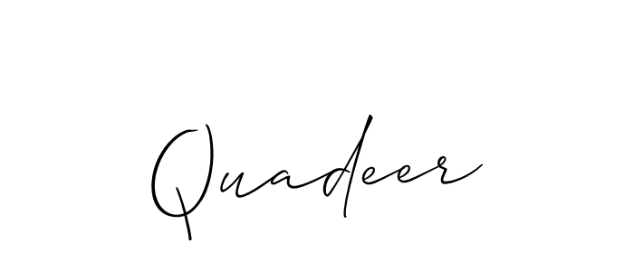 if you are searching for the best signature style for your name Quadeer. so please give up your signature search. here we have designed multiple signature styles  using Allison_Script. Quadeer signature style 2 images and pictures png