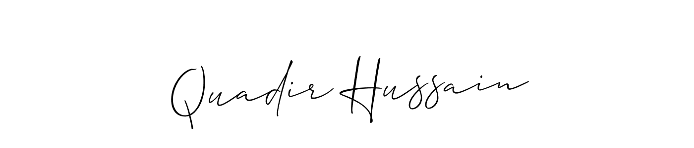 Also You can easily find your signature by using the search form. We will create Quadir Hussain name handwritten signature images for you free of cost using Allison_Script sign style. Quadir Hussain signature style 2 images and pictures png