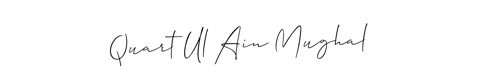 You should practise on your own different ways (Allison_Script) to write your name (Quart Ul Ain Mughal) in signature. don't let someone else do it for you. Quart Ul Ain Mughal signature style 2 images and pictures png