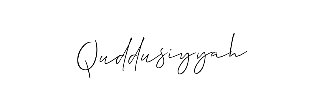 if you are searching for the best signature style for your name Quddusiyyah. so please give up your signature search. here we have designed multiple signature styles  using Allison_Script. Quddusiyyah signature style 2 images and pictures png