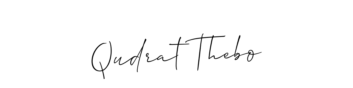 How to make Qudrat Thebo name signature. Use Allison_Script style for creating short signs online. This is the latest handwritten sign. Qudrat Thebo signature style 2 images and pictures png