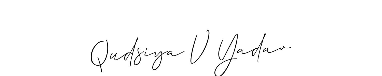 This is the best signature style for the Qudsiya V Yadav name. Also you like these signature font (Allison_Script). Mix name signature. Qudsiya V Yadav signature style 2 images and pictures png