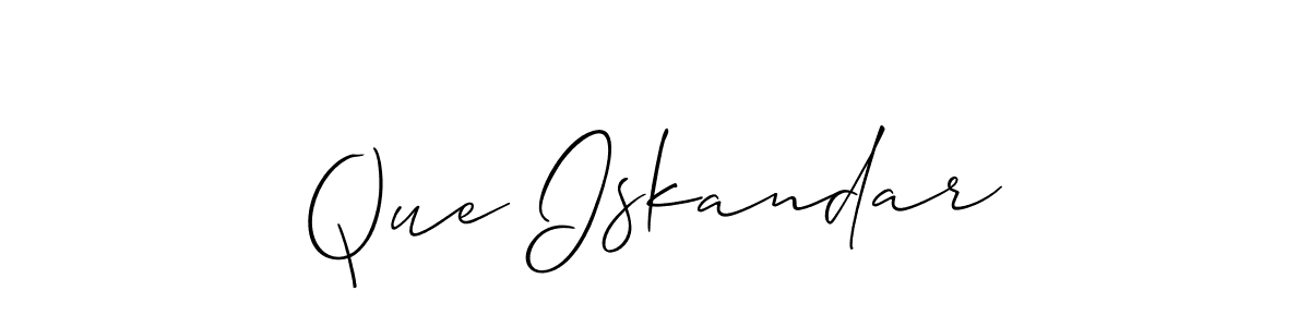 The best way (Allison_Script) to make a short signature is to pick only two or three words in your name. The name Que Iskandar include a total of six letters. For converting this name. Que Iskandar signature style 2 images and pictures png