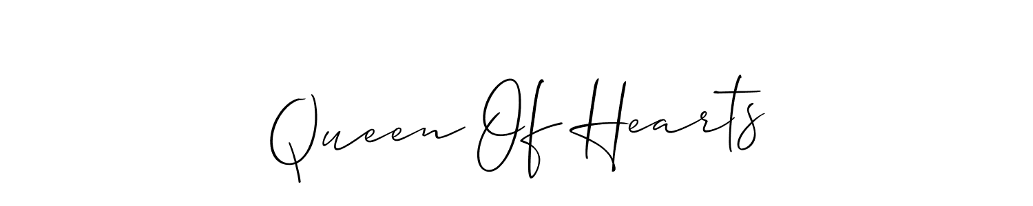 Also You can easily find your signature by using the search form. We will create Queen Of Hearts name handwritten signature images for you free of cost using Allison_Script sign style. Queen Of Hearts signature style 2 images and pictures png