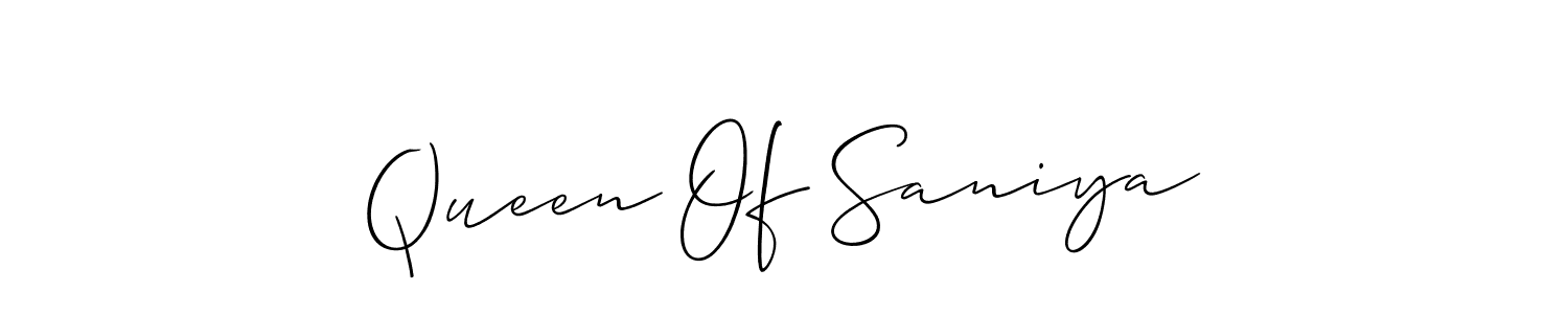 Make a beautiful signature design for name Queen Of Saniya. With this signature (Allison_Script) style, you can create a handwritten signature for free. Queen Of Saniya signature style 2 images and pictures png