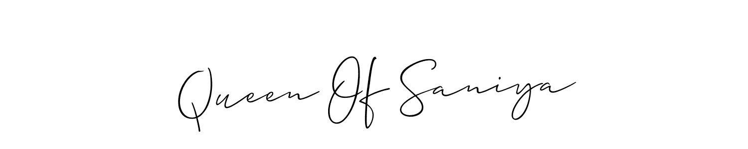 Make a beautiful signature design for name Queen Of Saniya. With this signature (Allison_Script) style, you can create a handwritten signature for free. Queen Of Saniya signature style 2 images and pictures png