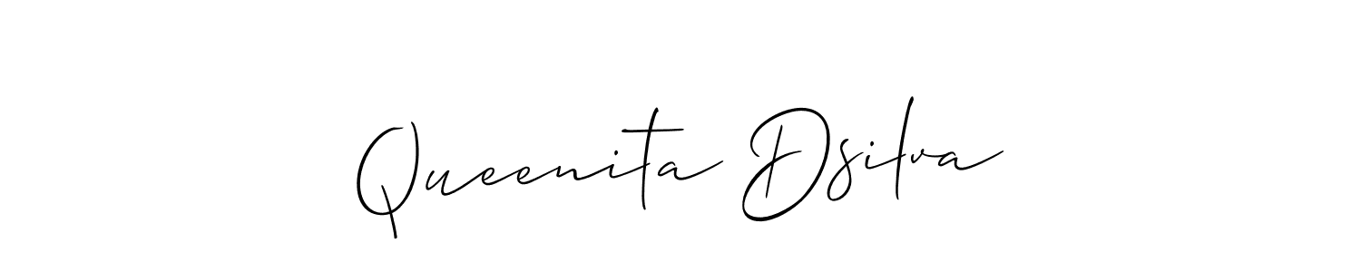 The best way (Allison_Script) to make a short signature is to pick only two or three words in your name. The name Queenita Dsilva include a total of six letters. For converting this name. Queenita Dsilva signature style 2 images and pictures png