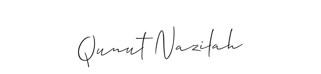 Design your own signature with our free online signature maker. With this signature software, you can create a handwritten (Allison_Script) signature for name Qunut Nazilah. Qunut Nazilah signature style 2 images and pictures png