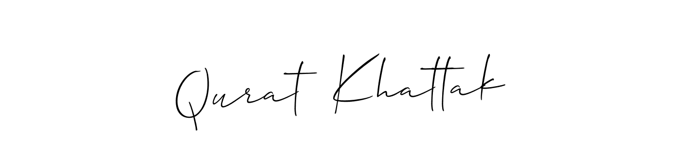 Allison_Script is a professional signature style that is perfect for those who want to add a touch of class to their signature. It is also a great choice for those who want to make their signature more unique. Get Qurat  Khattak name to fancy signature for free. Qurat  Khattak signature style 2 images and pictures png