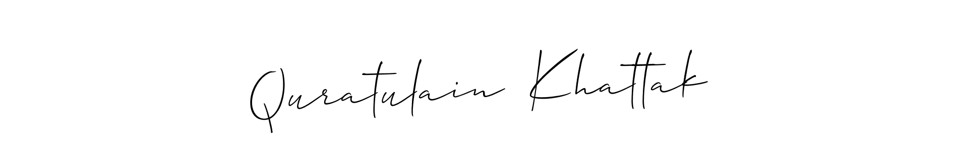 The best way (Allison_Script) to make a short signature is to pick only two or three words in your name. The name Quratulain  Khattak include a total of six letters. For converting this name. Quratulain  Khattak signature style 2 images and pictures png