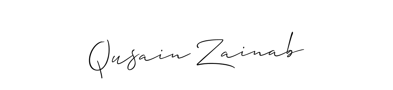 Make a short Qusain Zainab signature style. Manage your documents anywhere anytime using Allison_Script. Create and add eSignatures, submit forms, share and send files easily. Qusain Zainab signature style 2 images and pictures png