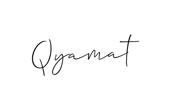 Qyamat stylish signature style. Best Handwritten Sign (Allison_Script) for my name. Handwritten Signature Collection Ideas for my name Qyamat. Qyamat signature style 2 images and pictures png