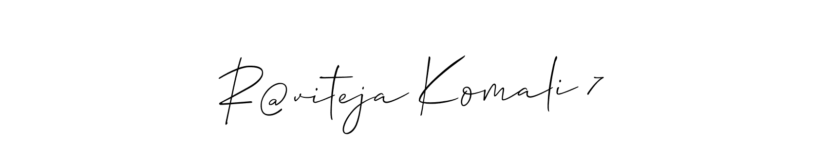 Also You can easily find your signature by using the search form. We will create R@viteja Komali 7 name handwritten signature images for you free of cost using Allison_Script sign style. R@viteja Komali 7 signature style 2 images and pictures png