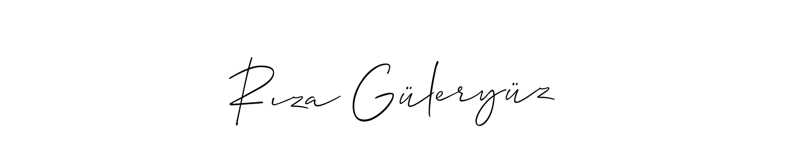 Also You can easily find your signature by using the search form. We will create Rıza Güleryüz name handwritten signature images for you free of cost using Allison_Script sign style. Rıza Güleryüz signature style 2 images and pictures png