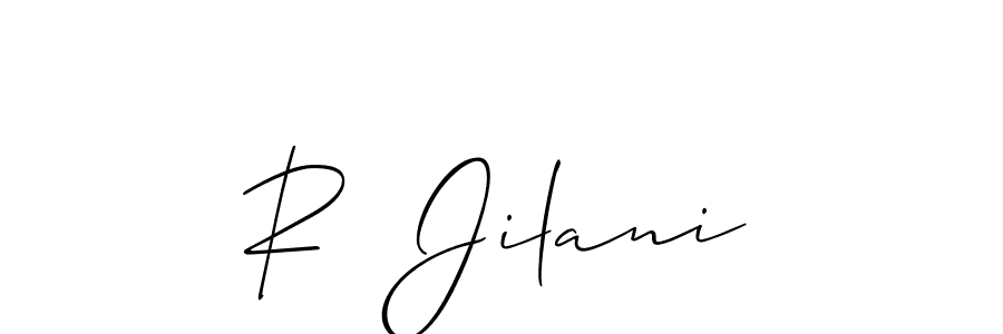 How to make R  Jilani name signature. Use Allison_Script style for creating short signs online. This is the latest handwritten sign. R  Jilani signature style 2 images and pictures png