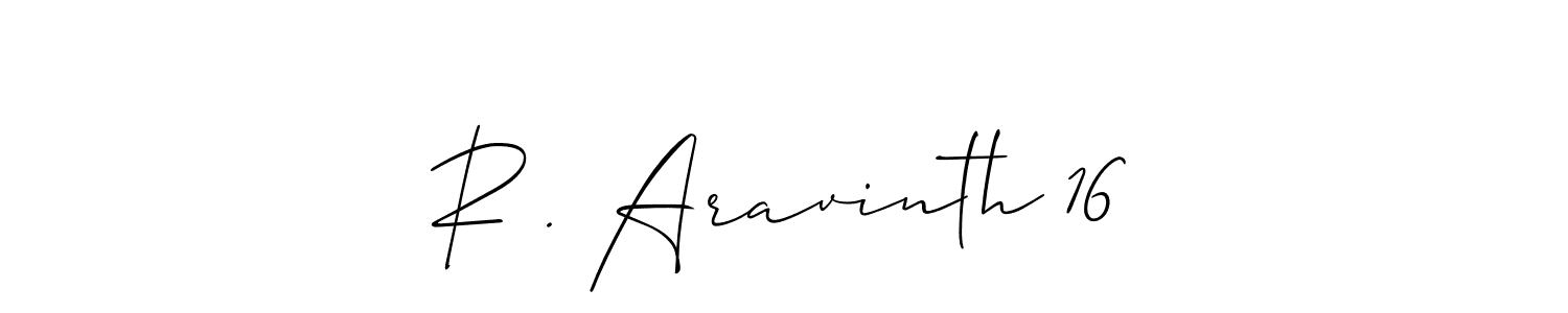 Create a beautiful signature design for name R . Aravinth 16. With this signature (Allison_Script) fonts, you can make a handwritten signature for free. R . Aravinth 16 signature style 2 images and pictures png