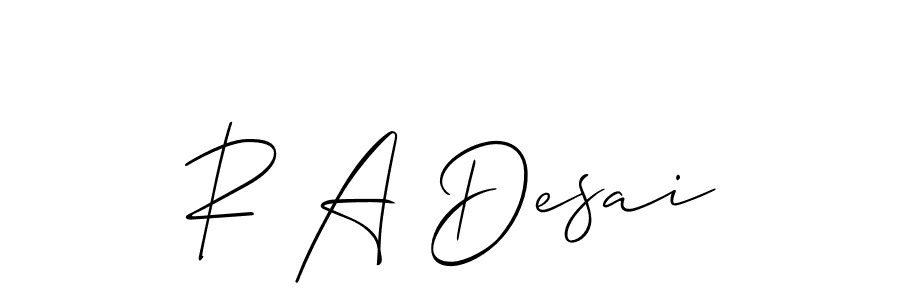 You should practise on your own different ways (Allison_Script) to write your name (R A Desai) in signature. don't let someone else do it for you. R A Desai signature style 2 images and pictures png