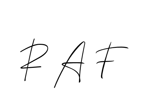 How to make R A F name signature. Use Allison_Script style for creating short signs online. This is the latest handwritten sign. R A F signature style 2 images and pictures png