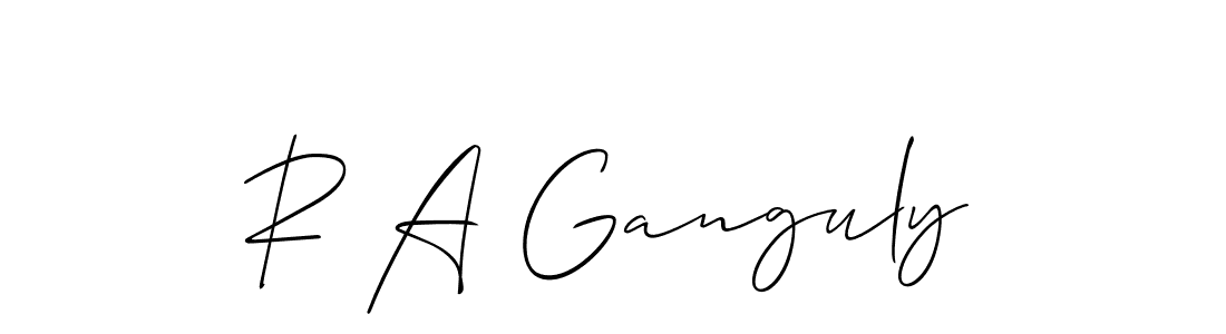 Use a signature maker to create a handwritten signature online. With this signature software, you can design (Allison_Script) your own signature for name R A Ganguly. R A Ganguly signature style 2 images and pictures png