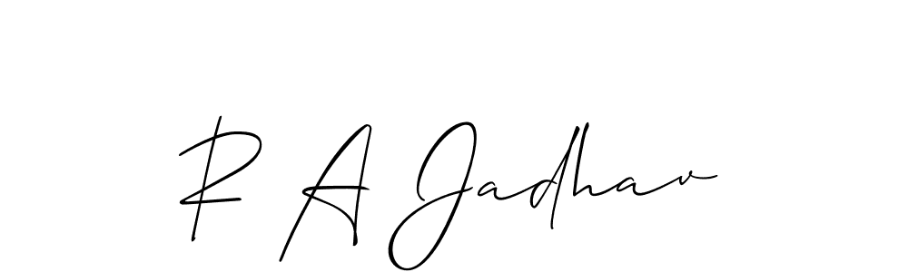 It looks lik you need a new signature style for name R A Jadhav. Design unique handwritten (Allison_Script) signature with our free signature maker in just a few clicks. R A Jadhav signature style 2 images and pictures png