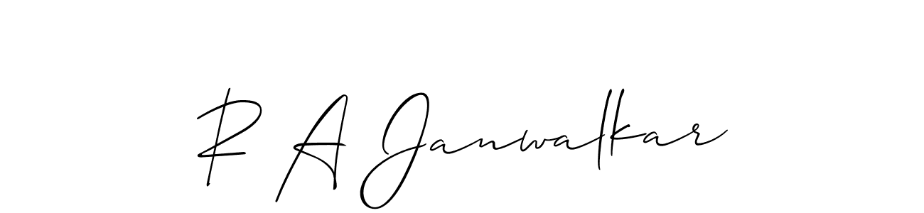 Allison_Script is a professional signature style that is perfect for those who want to add a touch of class to their signature. It is also a great choice for those who want to make their signature more unique. Get R A Janwalkar name to fancy signature for free. R A Janwalkar signature style 2 images and pictures png