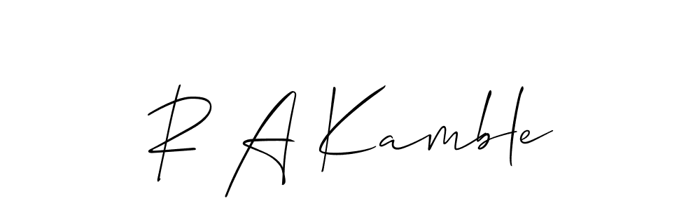 How to make R A Kamble name signature. Use Allison_Script style for creating short signs online. This is the latest handwritten sign. R A Kamble signature style 2 images and pictures png