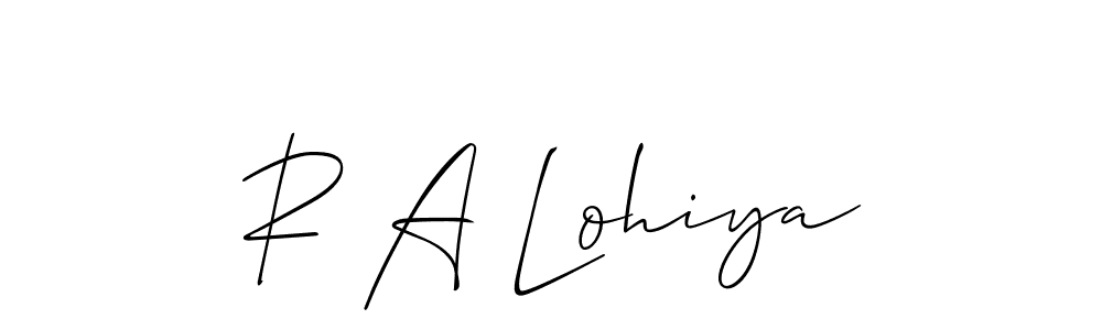 Use a signature maker to create a handwritten signature online. With this signature software, you can design (Allison_Script) your own signature for name R A Lohiya. R A Lohiya signature style 2 images and pictures png
