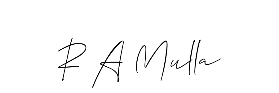 How to make R A Mulla name signature. Use Allison_Script style for creating short signs online. This is the latest handwritten sign. R A Mulla signature style 2 images and pictures png