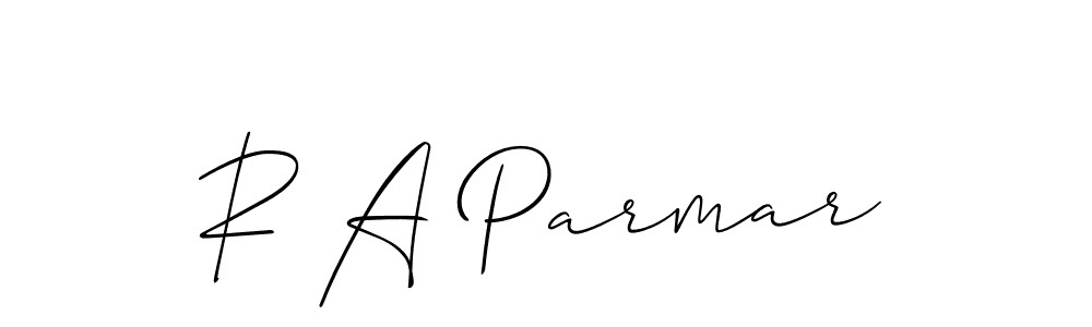 Use a signature maker to create a handwritten signature online. With this signature software, you can design (Allison_Script) your own signature for name R A Parmar. R A Parmar signature style 2 images and pictures png