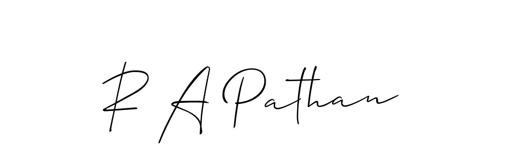 The best way (Allison_Script) to make a short signature is to pick only two or three words in your name. The name R A Pathan include a total of six letters. For converting this name. R A Pathan signature style 2 images and pictures png