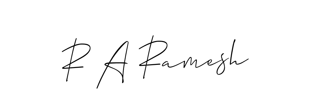 Use a signature maker to create a handwritten signature online. With this signature software, you can design (Allison_Script) your own signature for name R A Ramesh. R A Ramesh signature style 2 images and pictures png