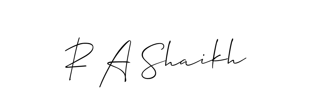 How to make R A Shaikh name signature. Use Allison_Script style for creating short signs online. This is the latest handwritten sign. R A Shaikh signature style 2 images and pictures png